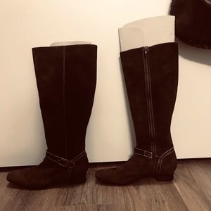 Cole Hann Brown suede and leather strap boots, size 9